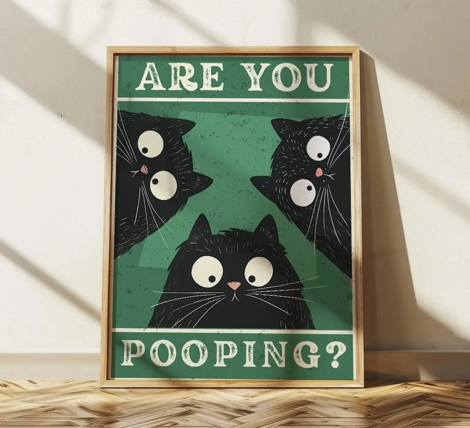 Wash Your Paws Black Cat Canvas Print Bathroom Cat You Pooping Wall Art Poster for Modern Living Room Toilet Kitchen Home Decor