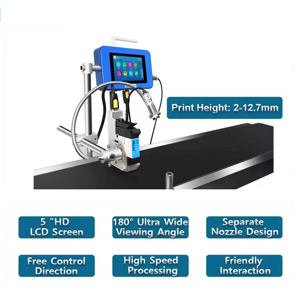Automatic Online TIJ Thermal Inkjet Coding Machine For Plastic Bag Bottle Logo Color Printer Date Batch Code Lot Number Printing