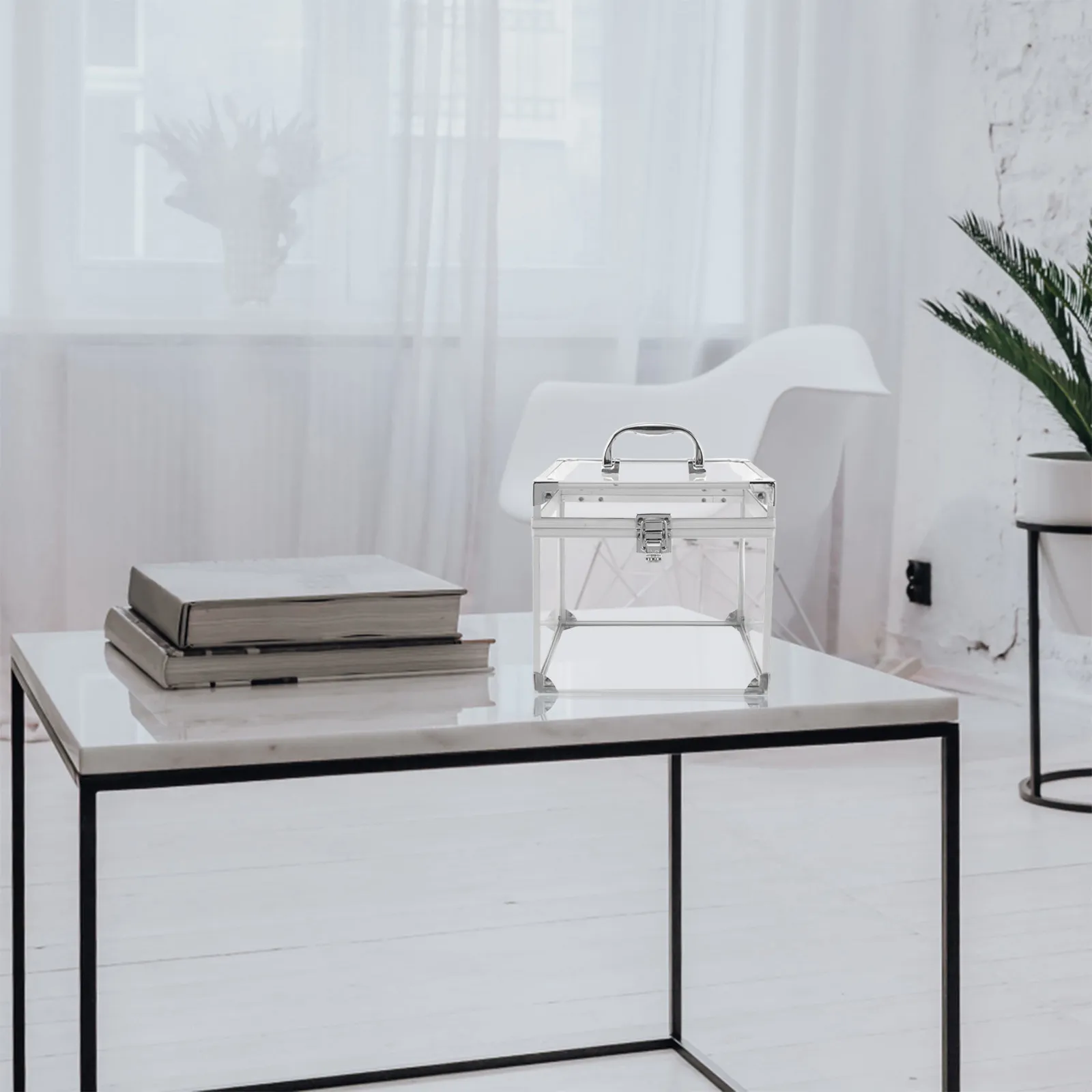 

Vinyl Record Storage Case Acrylic Clear Display Holder with Carry Handle for Desktop Living Room Study Dust Proof Album