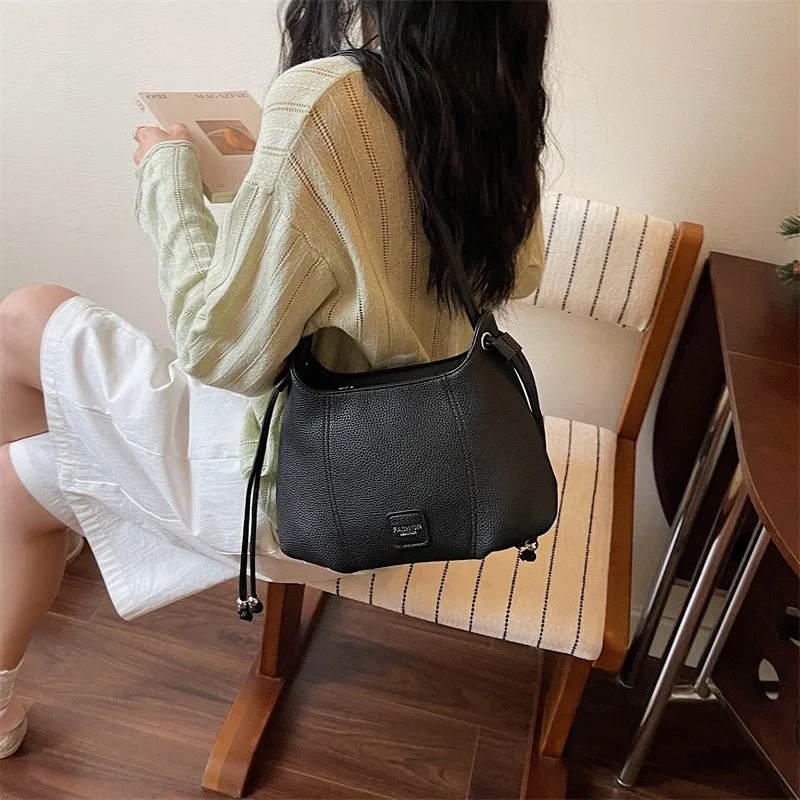 Women's PU Leather Crossbody Bucket Bag - close-up view