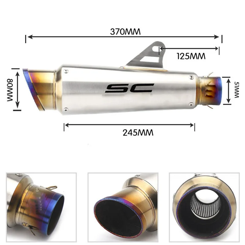دراجة نارية العادم الأنابيب 51 مللي متر SC الخمار الهروب ل GP-مشروع NINJIA250400 FZ1N Z400900 ZX6R R1 R3 R25 MT0709 GSX2506001000 الخ