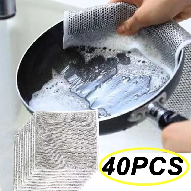 3/5/10/20/30/40Pcs Multipurpose Wire Dish Cloths Non-Scratch Dish wishing Rags for Wet and Dry Kitchen Cleaning Products