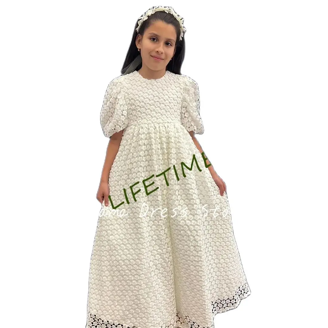 Puffy Girl Gown Flower Girl Dress Lace White Wedding Party Dresses Cute Baby Girl Dress Princess Dress Little Bridal