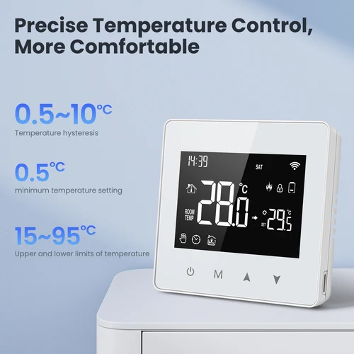 Imagen 2 del producto AVATTO Tuya WiFi/ZigBee termostato inteligente, controlador de temperatura de caldera de Gas y agua con batería de baja potencia para Alexa Google Home Alice