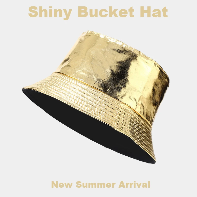 2026 New PU Leather Bucket Hat Reversible Double Sided Sun Hat Outdoor Casual UV Protection Fisherman Cap Unisex