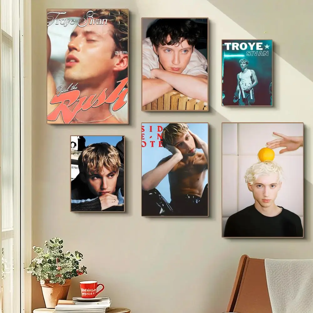 Famous Singer T-Troye Sivan Poster Self-adhesive Advanced Aesthetic Printing Paper Wall Art For Living Room Home Decor