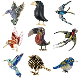 Enamel Bird Brooch for Women Unisex Rhinestone Swallow Pin Sparrow Badge Banquet Party Backpack Gifts Jewelry Accessories