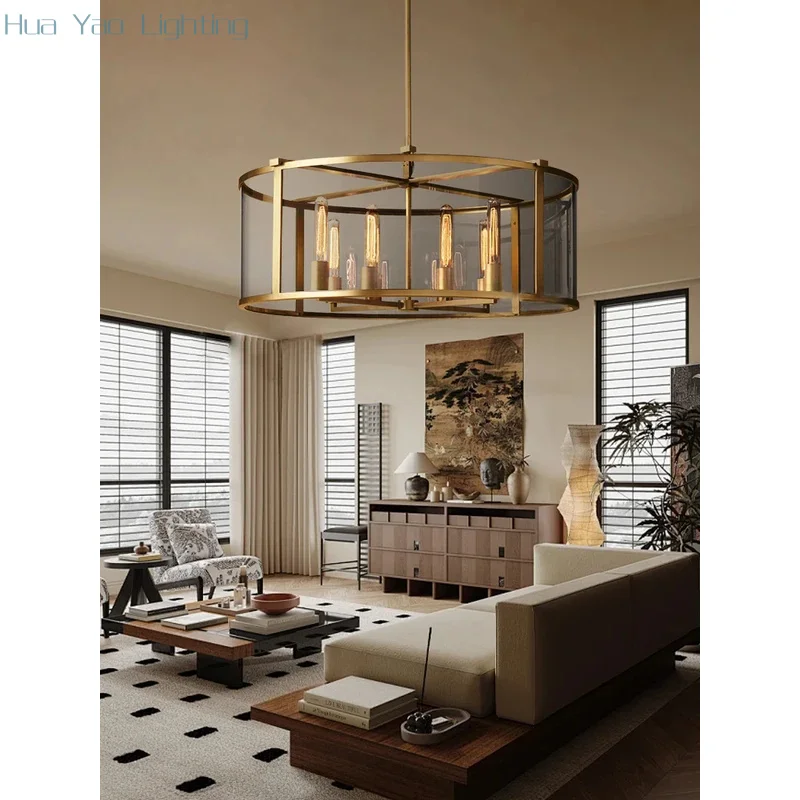 Retro American Style Minimalist Brass Chandelier Vintage 2025 Luxury Hanging Lamp for Living Room Dining Table Lustre Lampe