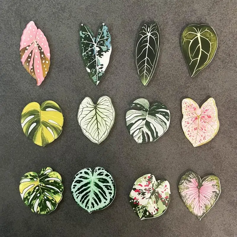 12Pcs Begonia And Monstera Fridge Magnet With Bright Artistic Design Sturdy Build Perfect For Plant Lover Decor Supply Set