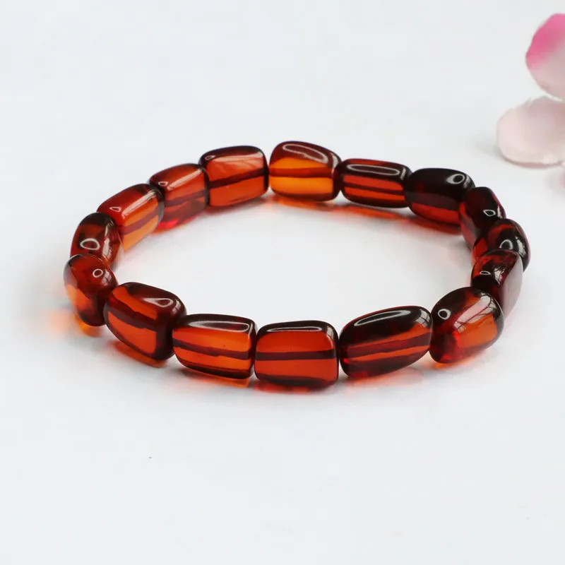 Natural Amber Bracelet Women Healing Gemstone Fine Jewelry Genuine Baltic Red Blood Amber Bracelets Bangle Girlfriend Mom Gifts