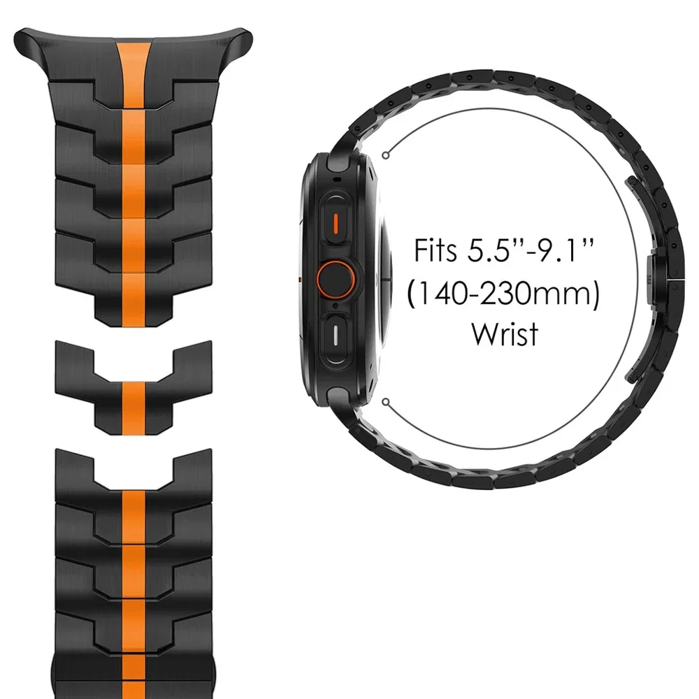 Pulseira de aço inoxidável + capa de liga de alumínio para Samsung Galaxy Watch 7 Ultra 47mm pulseira com fivela borboleta para Galaxy Ultra Band