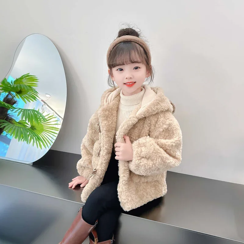 

2-8 Years Costumes Autumn Winter Baby Girls Coats Children Casual Hooded Jackets Cartoon Kids Clothing Bow Princess Outerwear