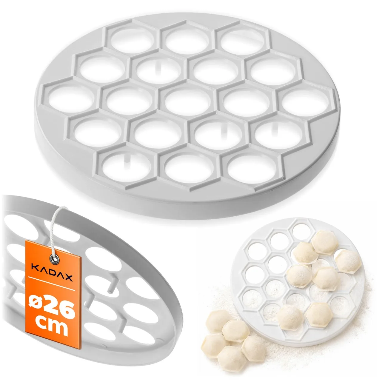 KADAX Plastic dumplingvorm, ronde dumplings voor ravioli en pelmeni, 19 gaten, 26 cm 1 st.