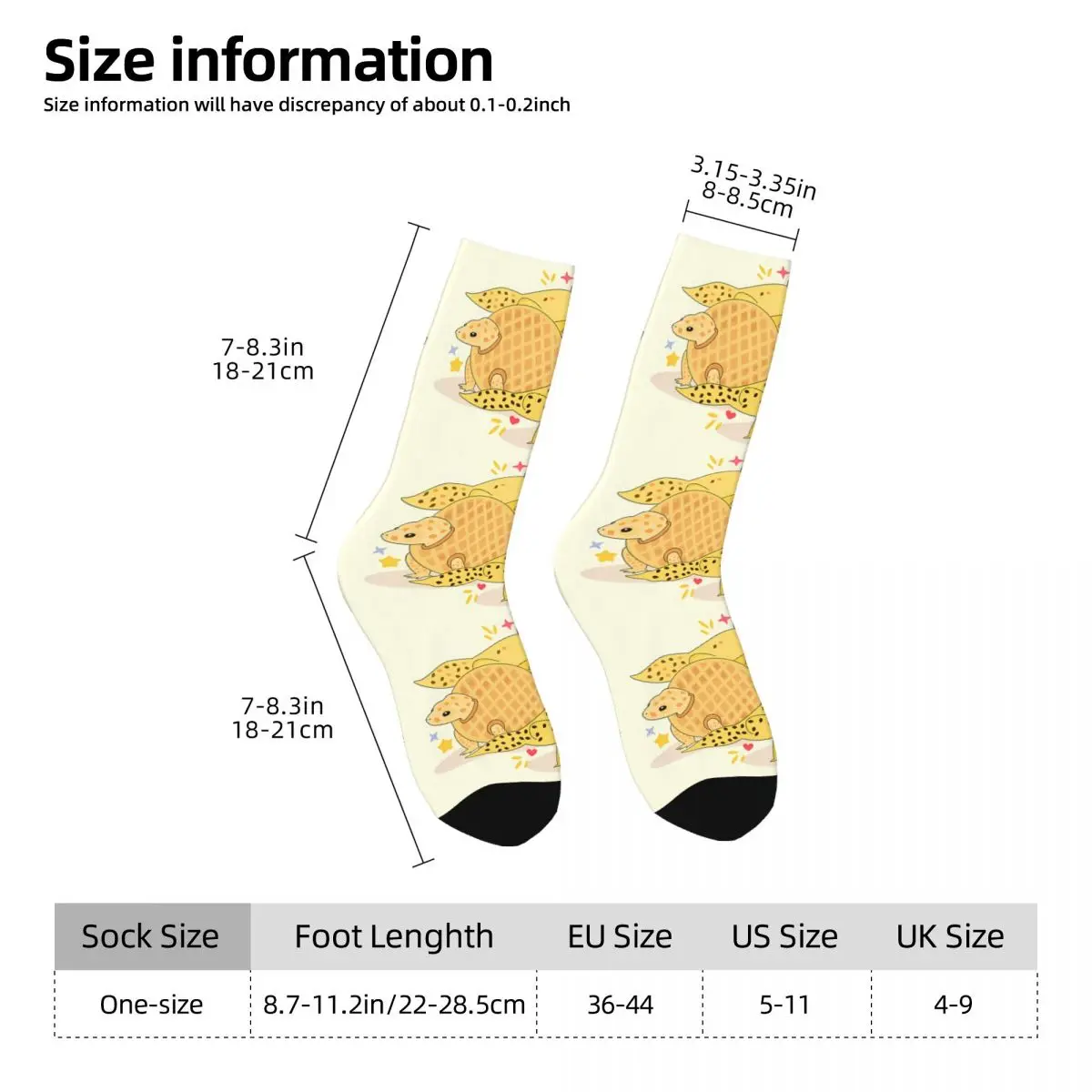 Leopard Gecko Food Cartoons Kawaii Socks School Cartoon Pattern Socks