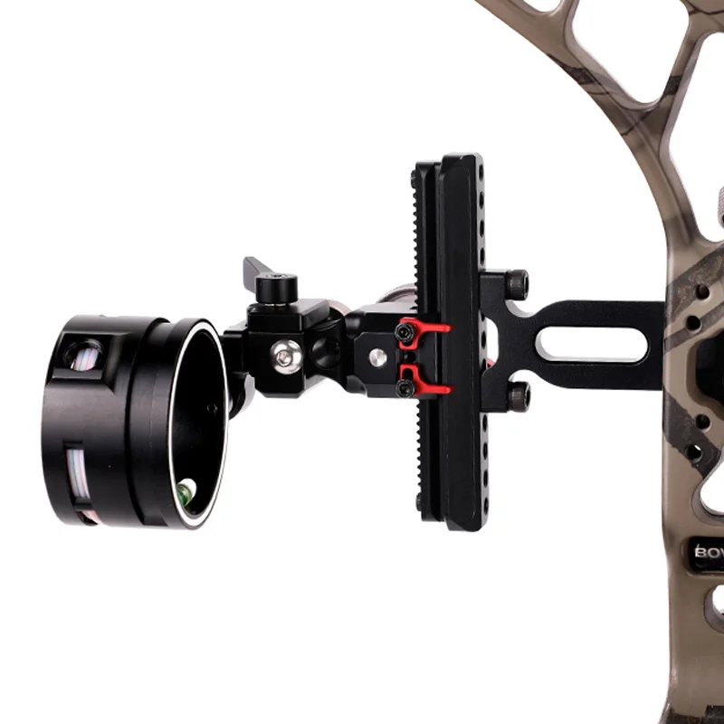 Long Rod Sight Fine Adjustment Aiming Bow Sight Multi View Hole Position Adjustable Lens for Compound Bow Archery Hunting