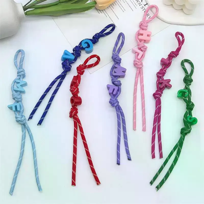 Creative Candy Color All-match Letters Hand-woven Knot Bag Accessories Keychain Pendant Mobile Phone Pendant