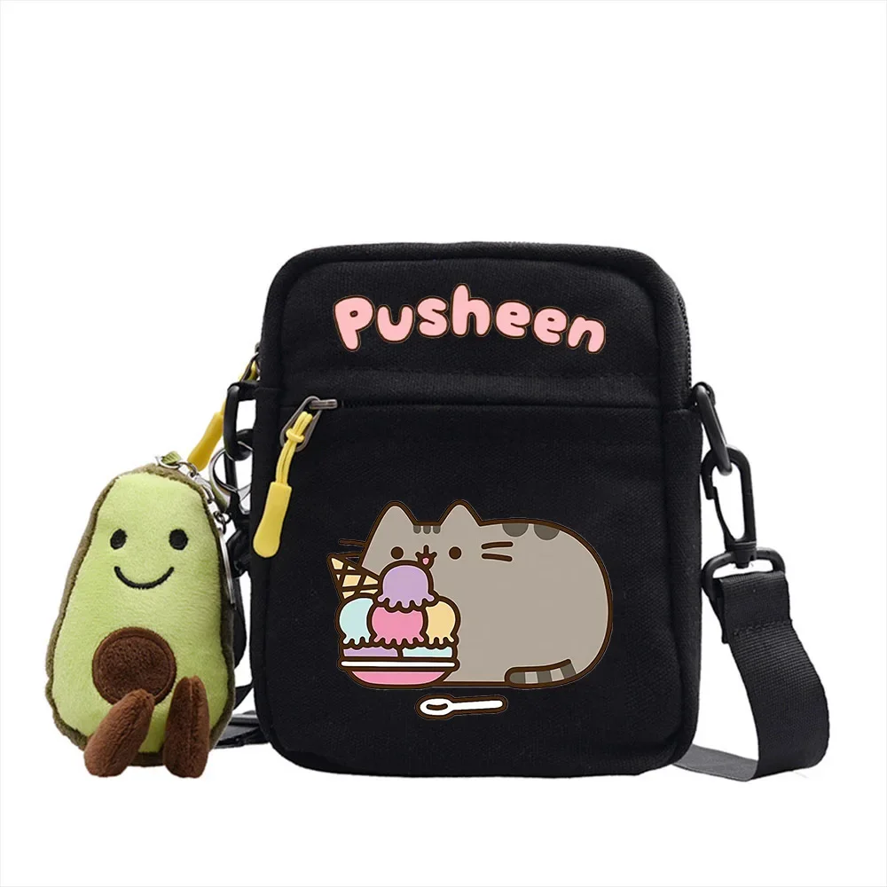 Pusheen Cat New Shoulder Bag Kawaii Cartoon Figure Canvas Crossbody Bags Fashion Square Bags Satchel Travel Bag Sports Bags Gift