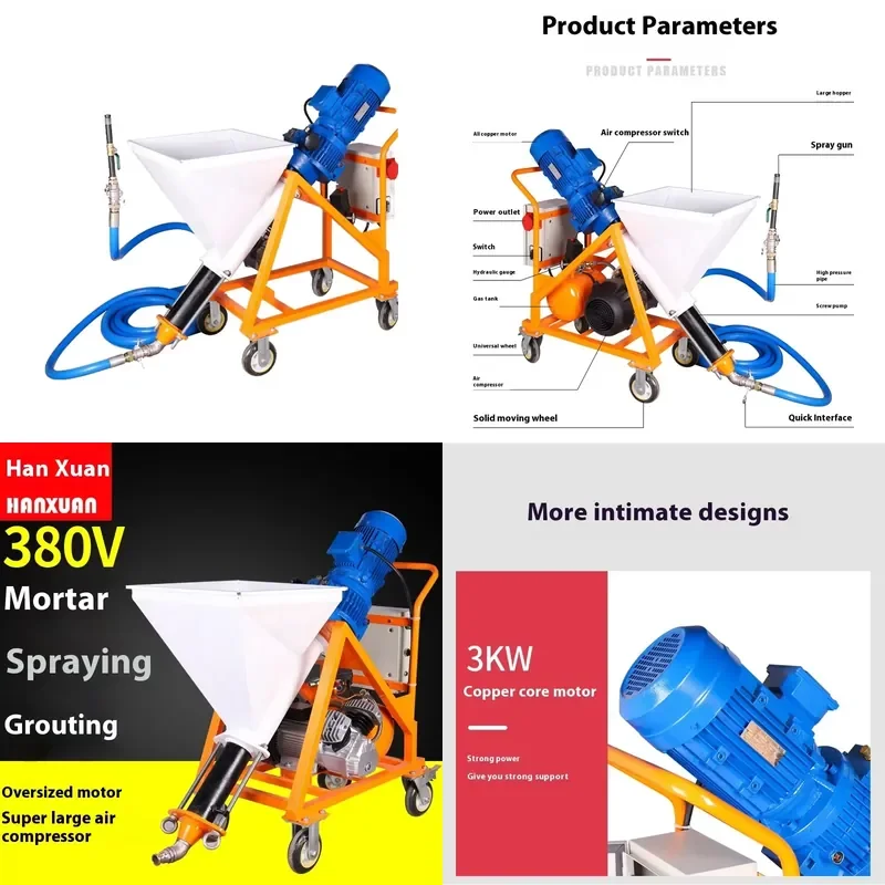 Electric High-Pressure Coating Fireproof Cement Mortar Grouting Spraying Machine Multi-Functional High-Pressure Gun for