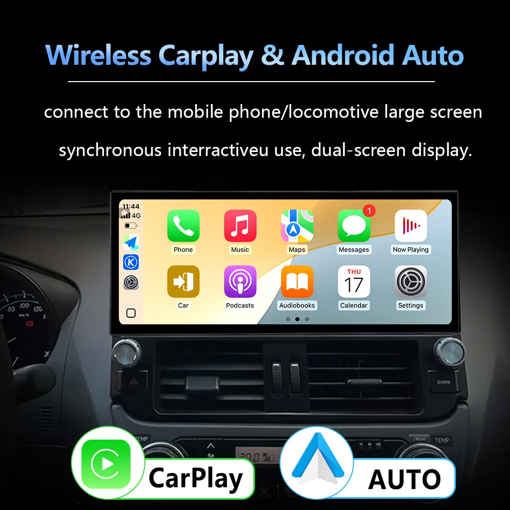 Carplay اللاسلكية لتويوتا برادو 150 2014-2017 راديو السيارة مشغل وسائط متعددة نظام تحديد المواقع والملاحة DSP ستيريو شاشة تعمل باللمس 4G أدوات السيارات #4