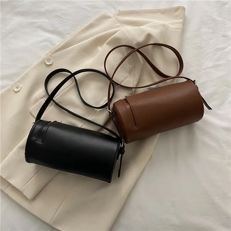 Underarm Bag for Women New Fashion Retro Cylindrical Bags Female High-end Texture Niche Design Pu Crossbody Bag Trendy