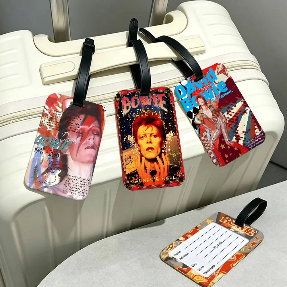 Retro singer D-DavidS B-BowieS PVC Baggage Identification Tag Anti lost Information Card Holder Travel Suitcase Name Tag