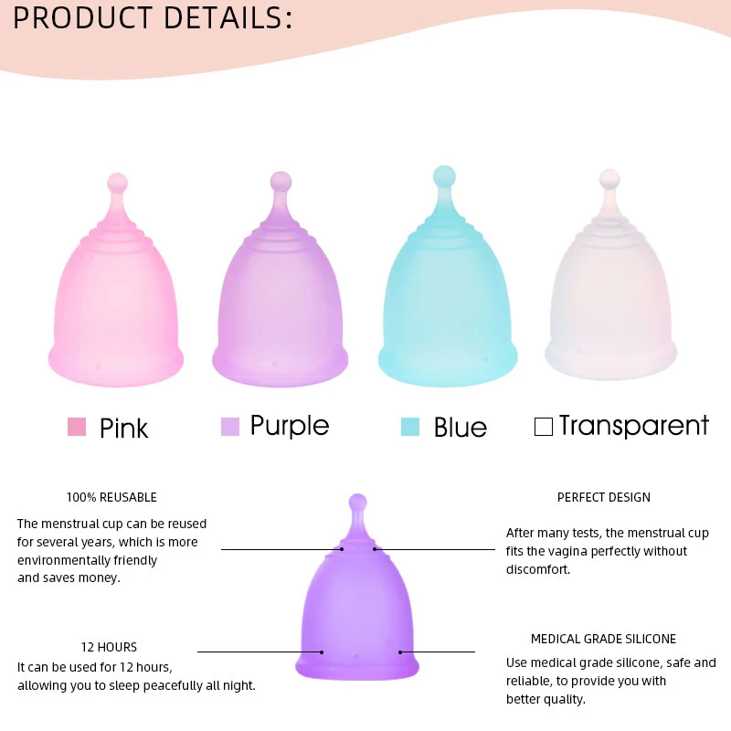 2Pcs Menstrul Cup Reusable Menstrual Hygiene for Women Menstural Cups Feminine Product Menstruation Bowl Collector Storage Case