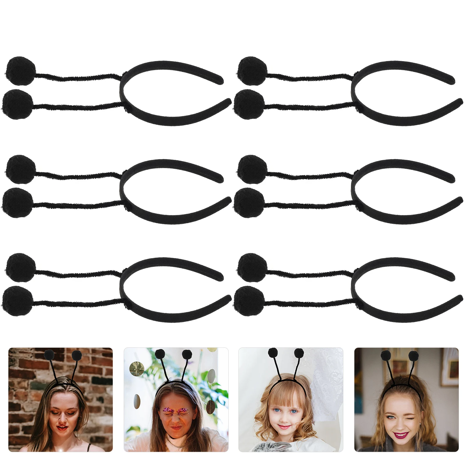 6 szt. Kreatywnych opasek na głowę z pomponem, modna ozdoba na głowę na imprezy dla kobiet, gładka powierzchnia, antypoślizgowe akcesoria do włosów do codziennego użytku.