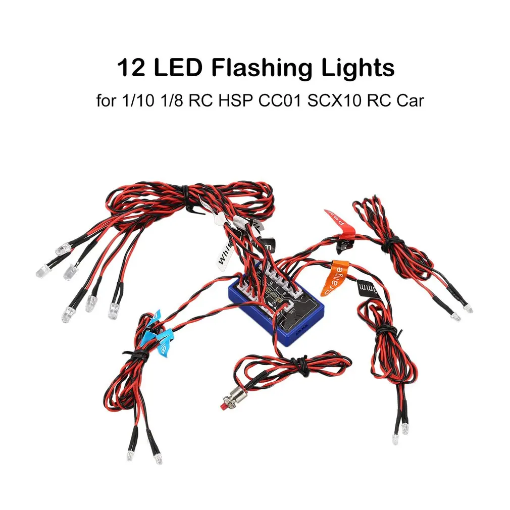 

Hot 12 LED Flashing Bright Light Strobe Lamps Kit System for 1/10 1/8 RC Drift HSP TAMIYA CC01 4WD Axial SCX10 RC Car Truck