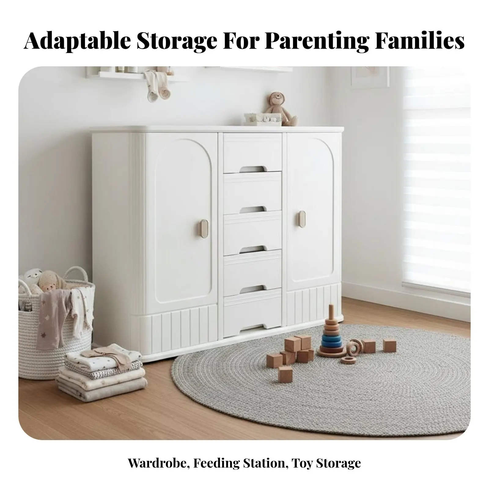 

Мобильный контейнер для хранения с колесами, большой вместимости, для детских вещей, с закругленными краями, на фиксируемых колесиках