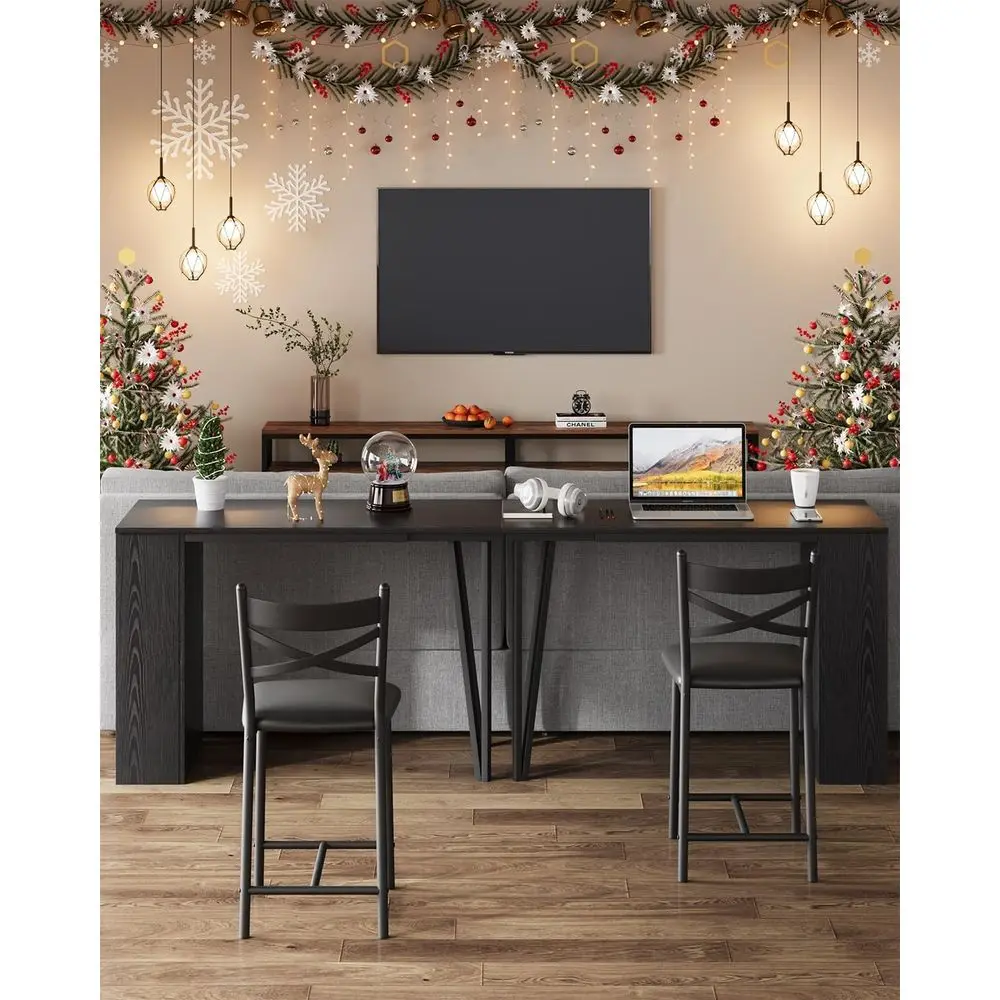 Rozkładany zestaw stołu barowego z 3 krzesłami i miejscem do przechowywania, kompaktowe rozwiązanie do jadalni w małych przestrzeniach, czarny