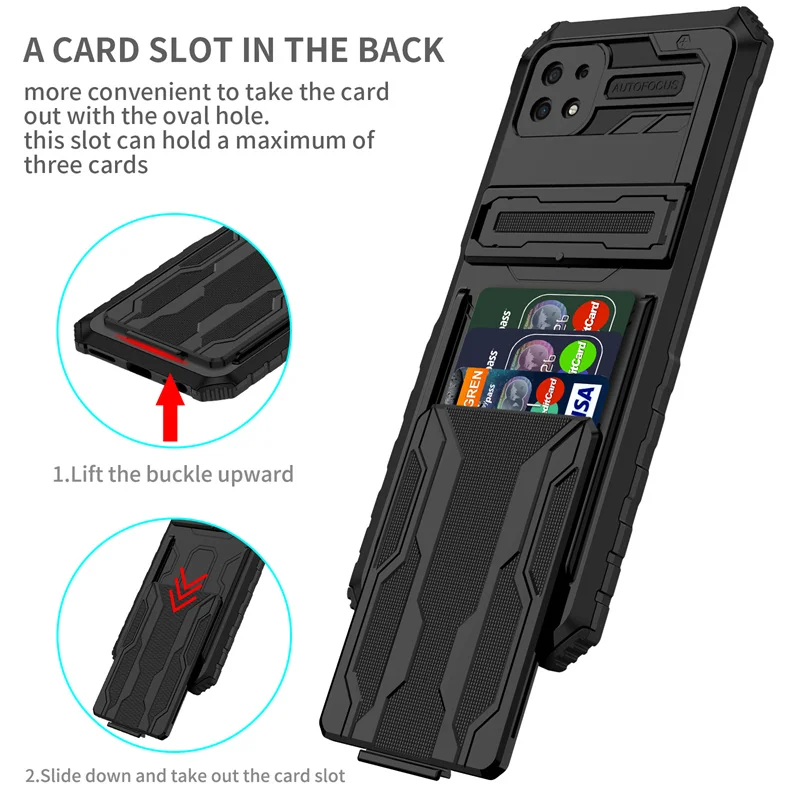 For Samsung Galaxy A22 A22S 2021 5G Case Shockproof Armor With Card Slot Phone Cases For Samsung A22 A 22 S Stand Bumper Cover