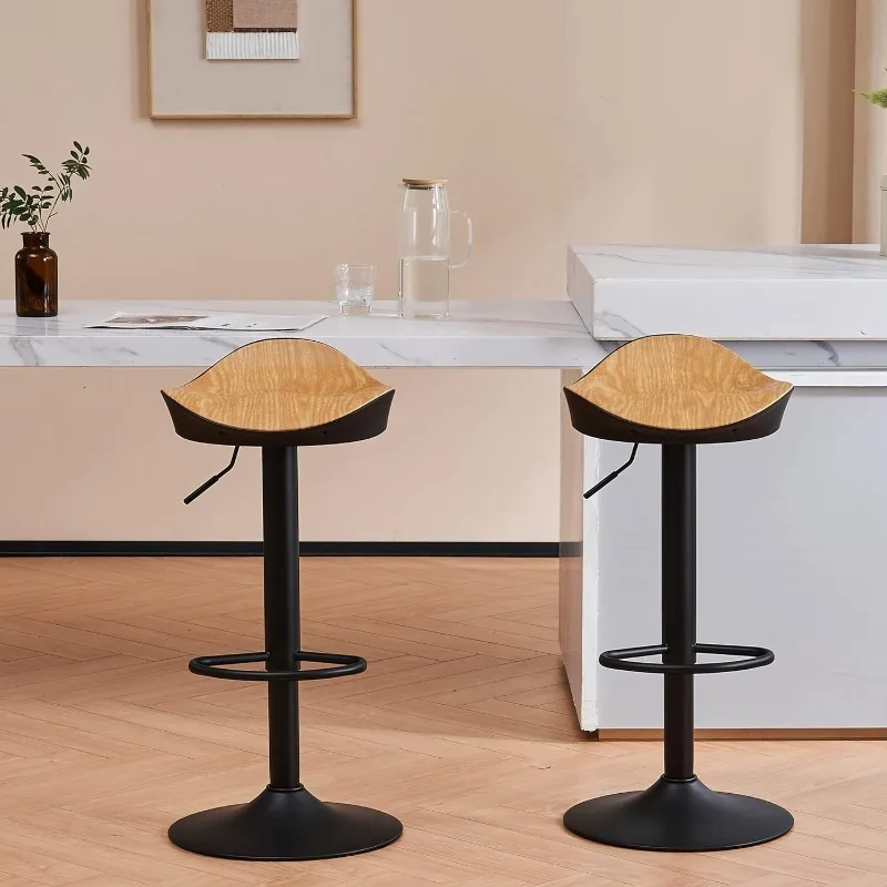 Barstools PU&Plastic Counter Height Bar Stools Adjustable Swivel Bar Chairs with Footrest, Ergonomic Streamlined