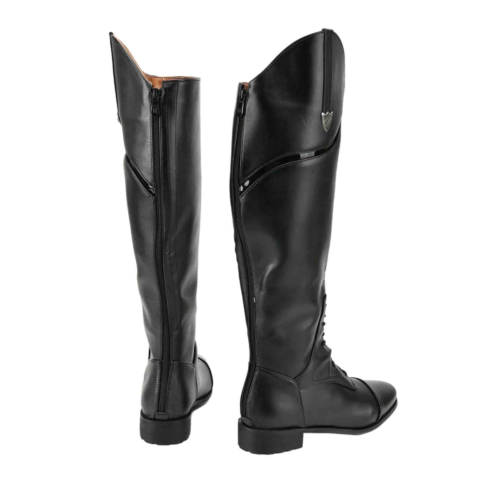 Mittelalterliche Piratenstiefel, spitzer Zehenbereich, dicker Absatz, Reißverschluss, Ritter-Pferdestiefel, kniehohe Cosplay-Schuhe für Erwachsene, Halloween-Kostüm-Schuhe