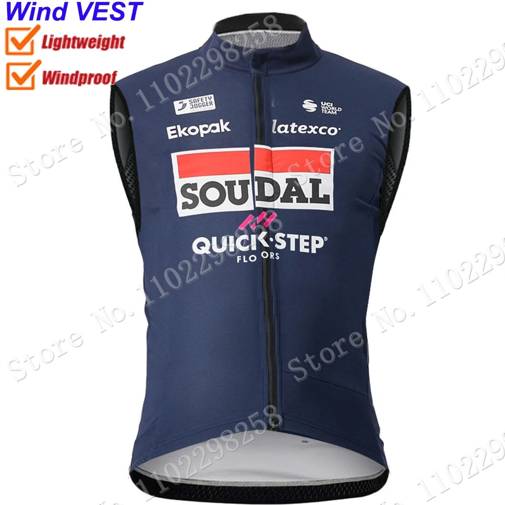 Gilet a vento Soudal Quick Step Team Dark Blue 2023 belgio antivento leggero Race Road Cycling Jersey Gilet senza maniche MTB