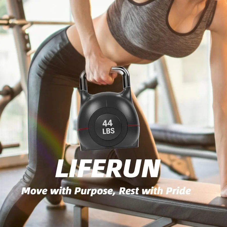 Zestaw Regulowanych Kettlebell LIFERUN - 7w1 Kettlebells do Ćwiczeń w Domu i Cross-trainingu Ofera Opcje Obciążenia 10 kg lub 20 kg