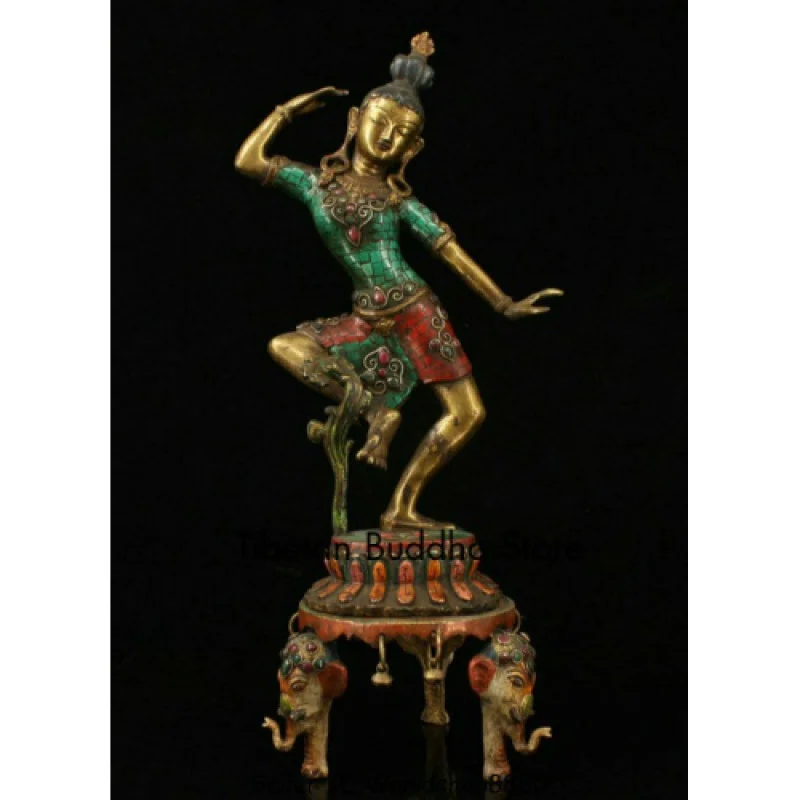 

21.4"Old Tibet Buddhism Bronze Turquoise Vajravarahi Dorje Phakmo Goddess Statue