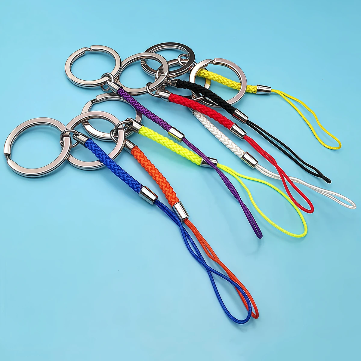 10-20 Stück Schlüsselanhänger-Seil mit 25mm Schlüsselring, Lanyard-Kordel, Nylon-Geflechtband, Schlüsselring für DIY-Schlüsselanhänger, Anhänger, Bastelarbeiten, Schmuckherstellung – Detail 6