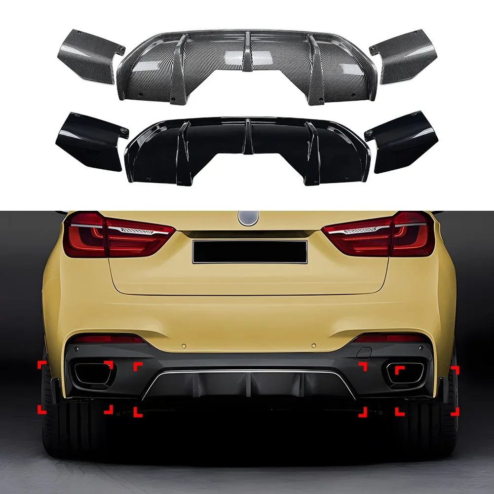 Car Rear bumper diffuser rear bumper corner For BMW X6 F16  xDrive28i 35i 50i 2015-2019 M Sport MP Rear Lip Diffuser Body Kit