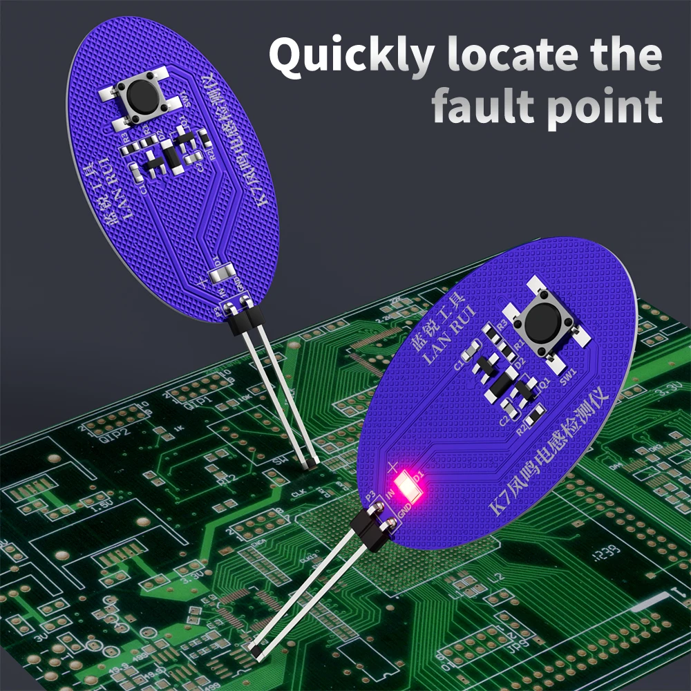 Lanrui K7 Inductance Tester Mobile Phone Motherboard Repair Tool Electromagnetic Detection Device with Red Light Fault Indicator