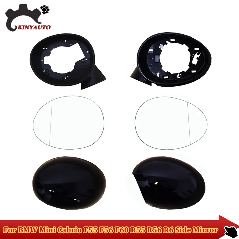 For BMW Mini Cabrio F55 F56 F60 R55 R56 R6 07-18 Side External Rearview Mirror Lens Glass Lower Lid Shell Frame Cover Holder