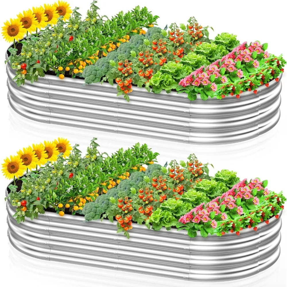 

2-Pack Large Galvanized Steel Raised Garden Bed, Easy DIY Outdoor Planter Box for Backyards & Balconies