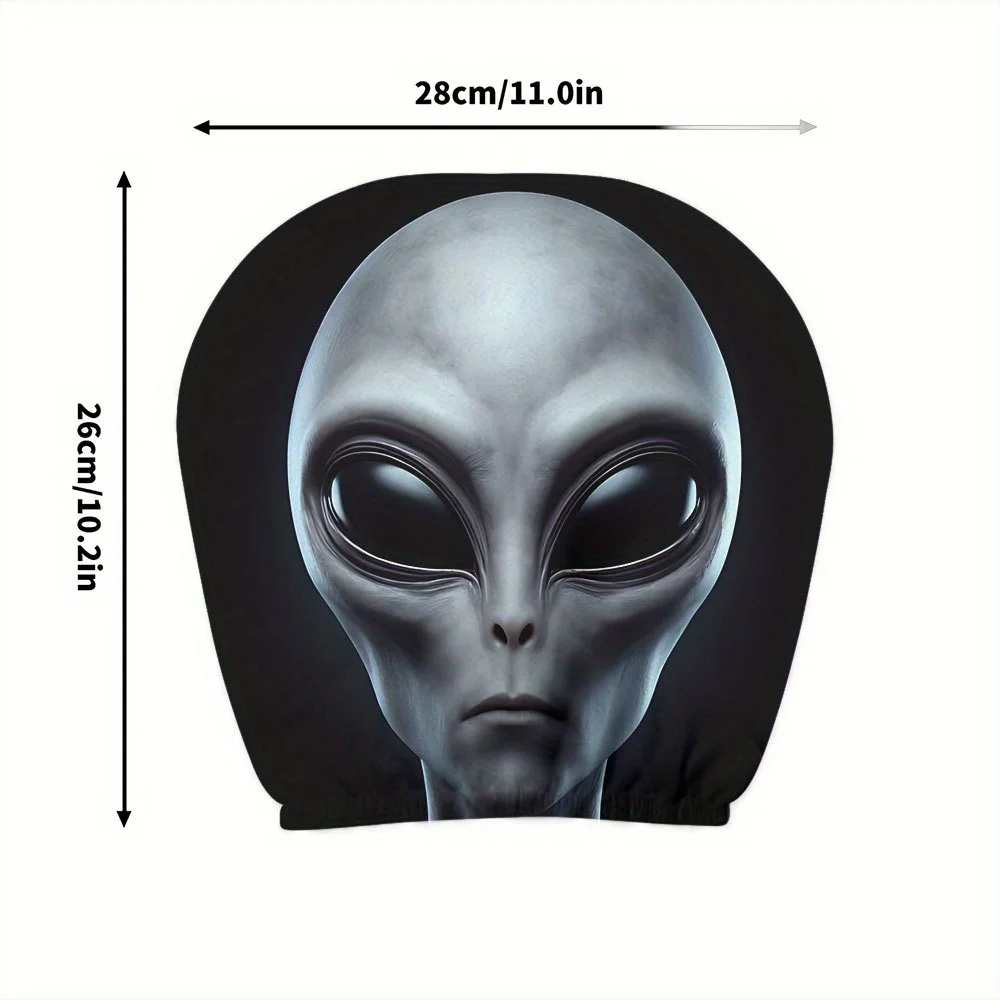 2pcs Mysterious Gray-Skinned Alien Pattern Car Headrest Covers Car Seat Accessories Suitable for Daily Commuting