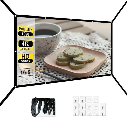 Imagen 1 del producto 16: 9 pantalla suave blanca plegable portátil, pantalla de proyección extendida montada en la pared de alta definición de 60-150 pulgadas