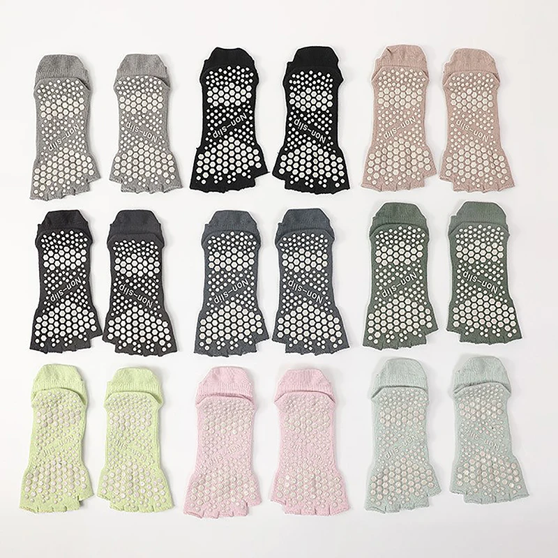 

Women Half Toe Ballet Yoga Socks Non-Slip Peep Toe Anti-Slip Pilates Ankle Grip Crew Socks Fitness Five Fingers Sport Socks