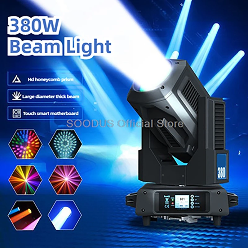 

380W Beam Moving Head Stage Light DJ Lighting Party Light 14 Colors 32 Patterns Dual Prism Fog Effect DMX512 Control For Events