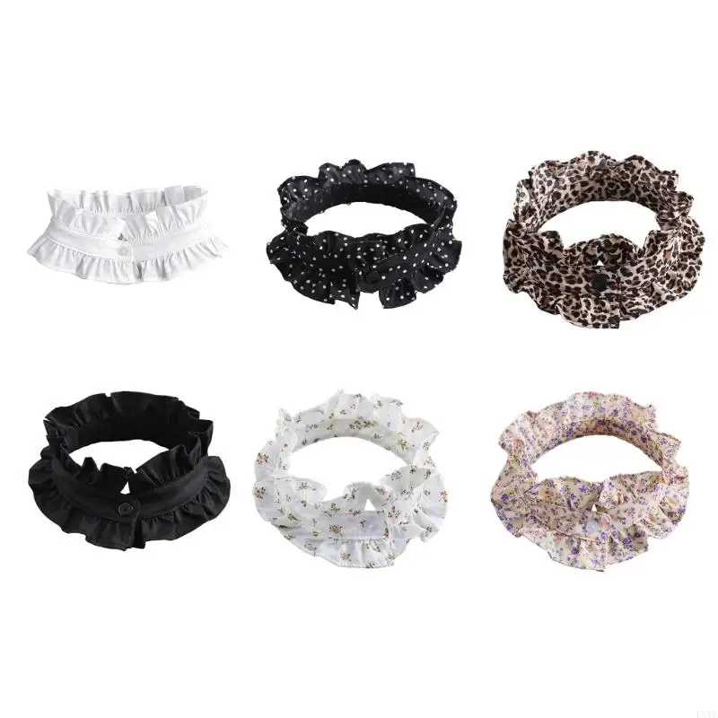 

L5YA Многослойный аксессуар для шеи со съемным воротником и кружевной отделкой