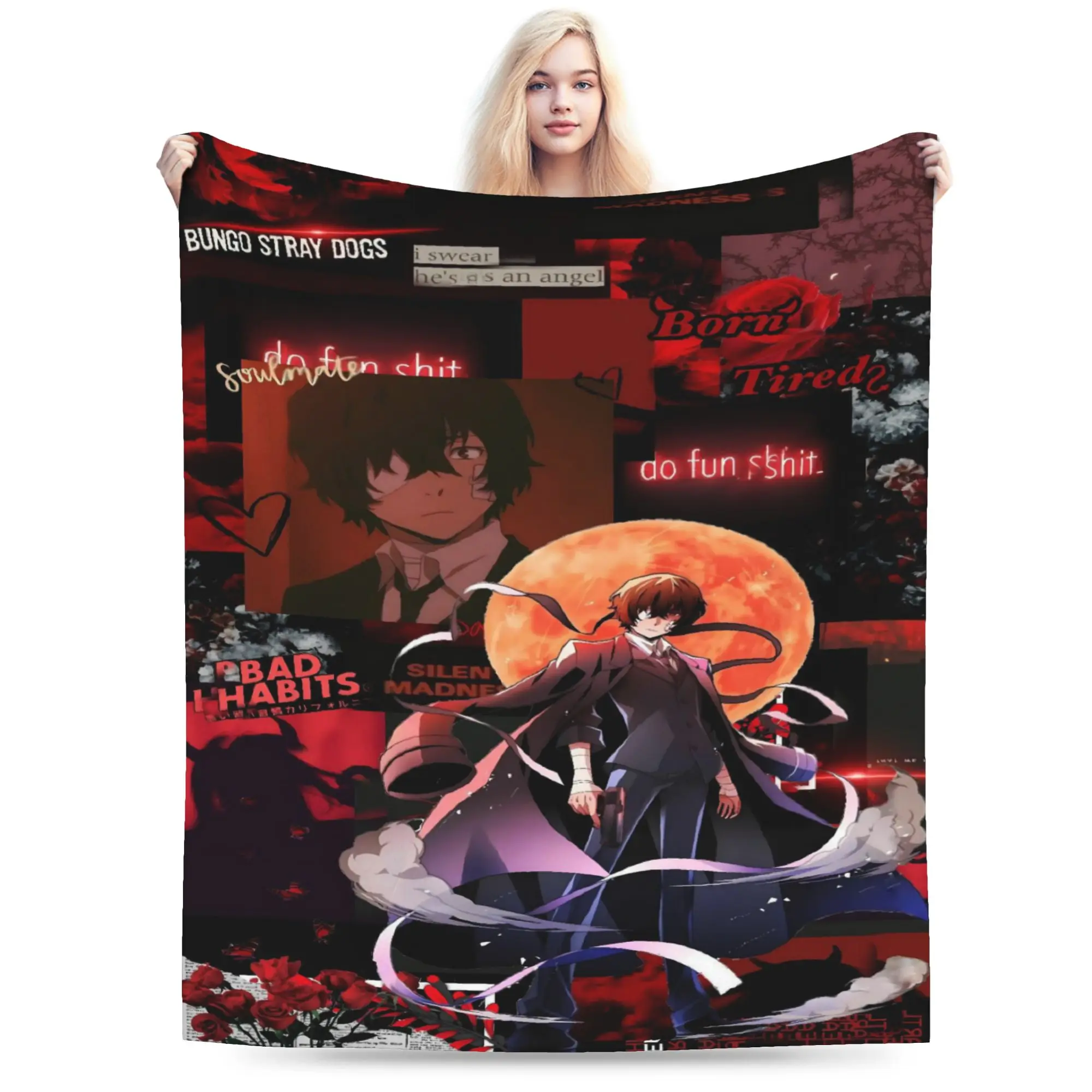 Dazai Bungo Stray Dogs Blanket Quality Super Soft  Throw Blanket Winter Picnic Bedroom Fluffy Bedspread