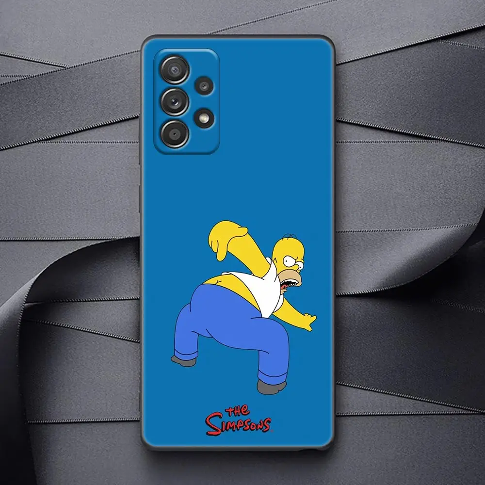 Cartoon Black Case For Samsung Galaxy A52 A73 A53 A72 A52S A71 A51 A54 Note 20 Ultra 5G 10 9 8 Cover Homer S-Simpson Boy Cosplay