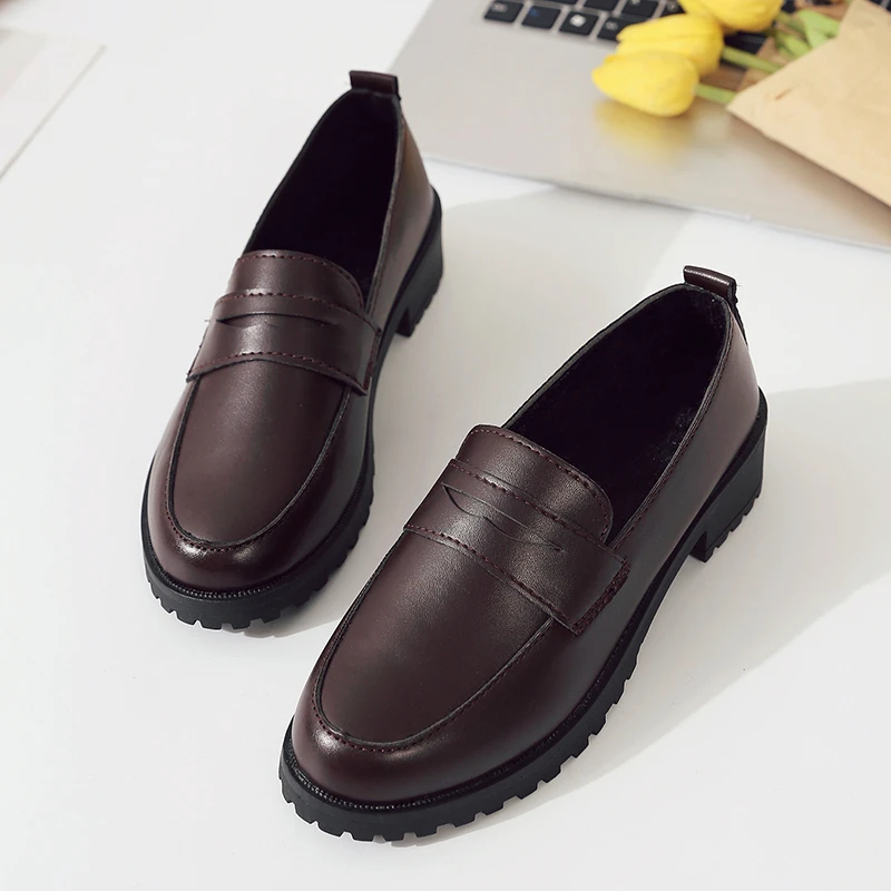 2024 Women\'s New Spring and Autumn Small Leather Shoes Casual Student Korean Style Round Toe Retro Women\'s Shoes Zaptos Mujer