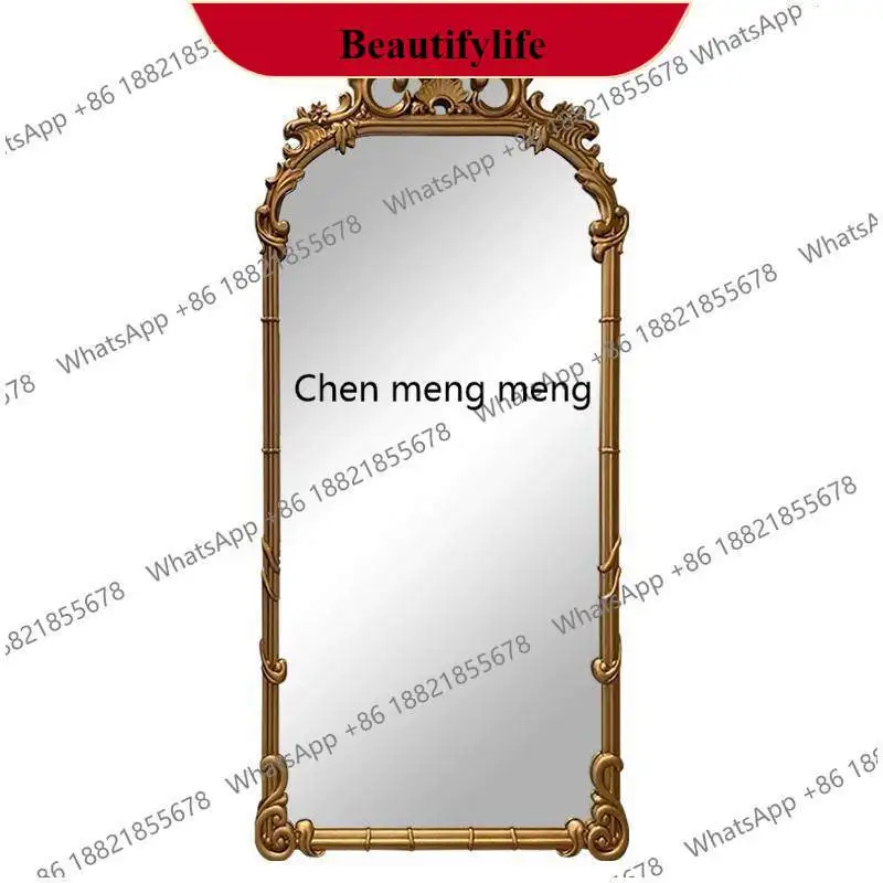 zG185European retro carved dressing household wall-mounted French floor-to-ceiling cloakroom fitting mirror
